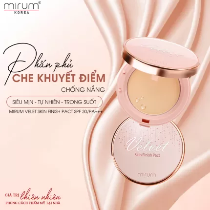 Phấn phủ siêu mịn che khuyết điểm cao, chống tia UV cho làn da mịn màng Mirum – Mirum velvet skin finish pact SPF30/PA+++